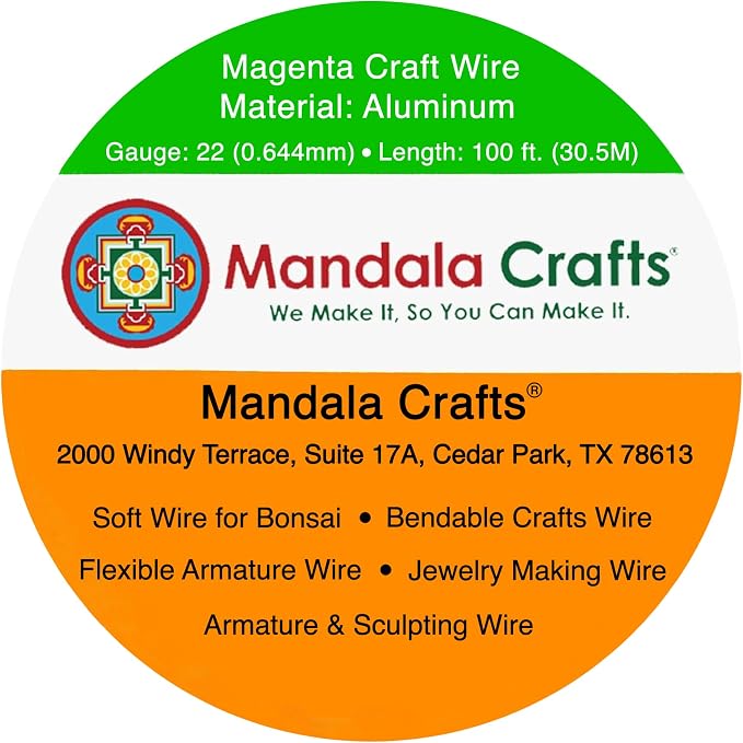Mandala Crafts 22 Gauge Magenta Anodized Aluminum Craft Wire, 100 FT | Colored - Image 3