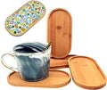 4PCS Mosaic Bamboo Coasters for Crafts, Blank Base Trays, Drinking Cup Coaster by Esweny