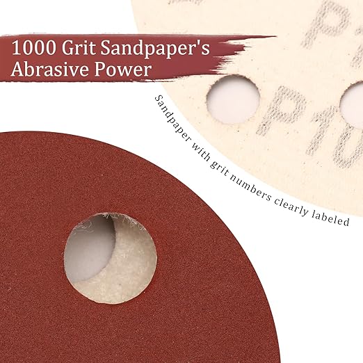 80 PCS 1000 Grit 5 Inch Sanding Discs, Hook and Loop Sandpaper for Random Orbital Sander