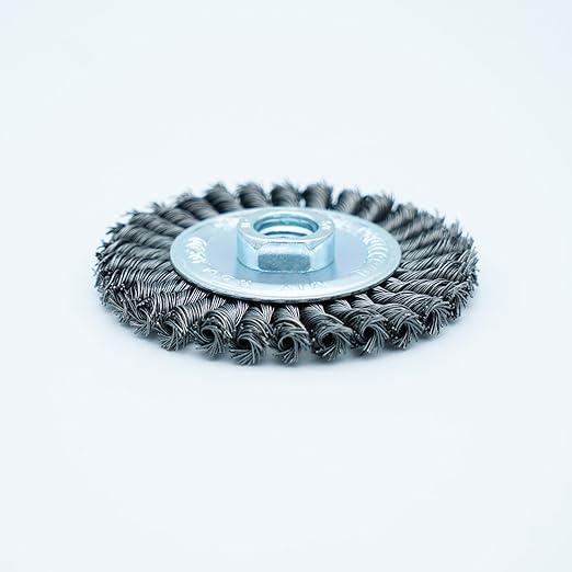 4 Inch Twist Knotted Wire Wheel Brush Set for Angle Grinder with 5/8 Inch-11 Threaded Arbor - Heavy-Duty Conditioning for Various Metals (4)