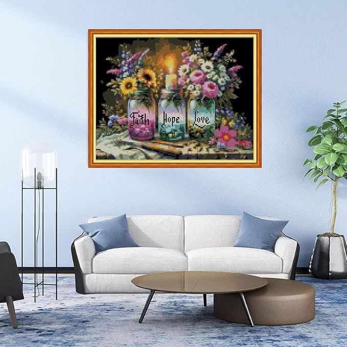 MYBISYMQQ Faith, Love Cross Stitch Kits, Stamped Cross Stitch Kit - Image 3
