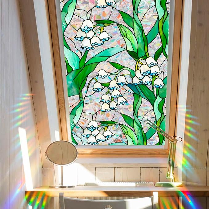 JOONOR Retro Lily of The Valley Window Privacy Film, Stained Glass Decals - Image 4