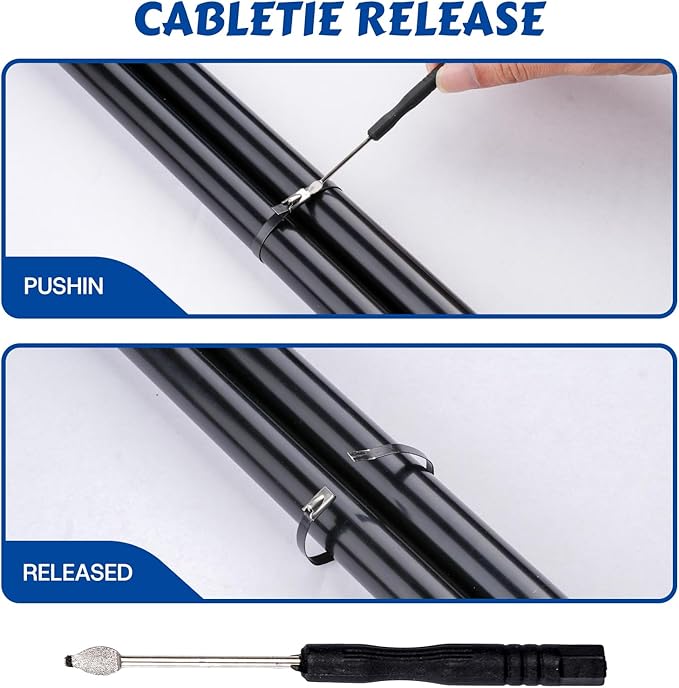 Stainless Zip Ties Heavy Duty Outdoor Metal Zip Ties Gun Set Fastening Cable Gun Tool with 300 PCS Ties for Chain Link Fence, Exhaust Pipe, Farms, Poultry Fence
