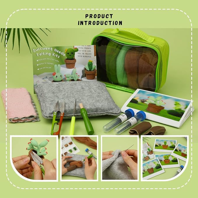 LOKUNN Needle Felting Kit, Cactus Needle Felting Starter Kit, Felting Supplies - Image 3
