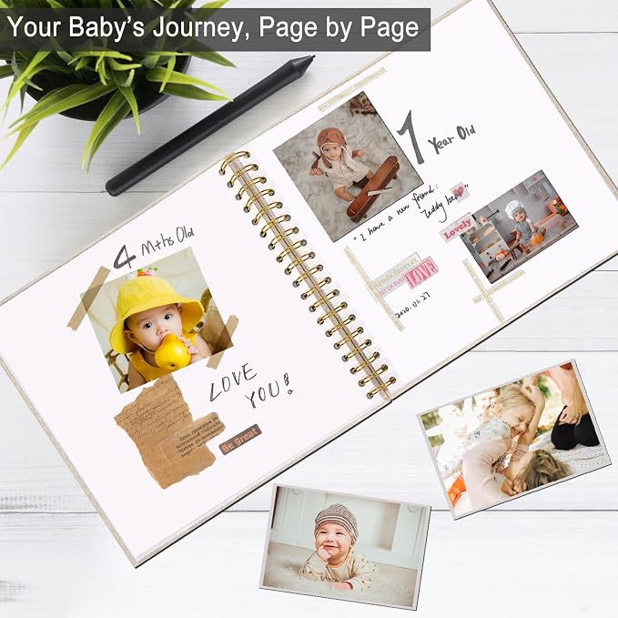 8 x 8 Inch Scrapbook Photo Album, Hardcover Kraft White Pages Arch Window Photo - Image 2