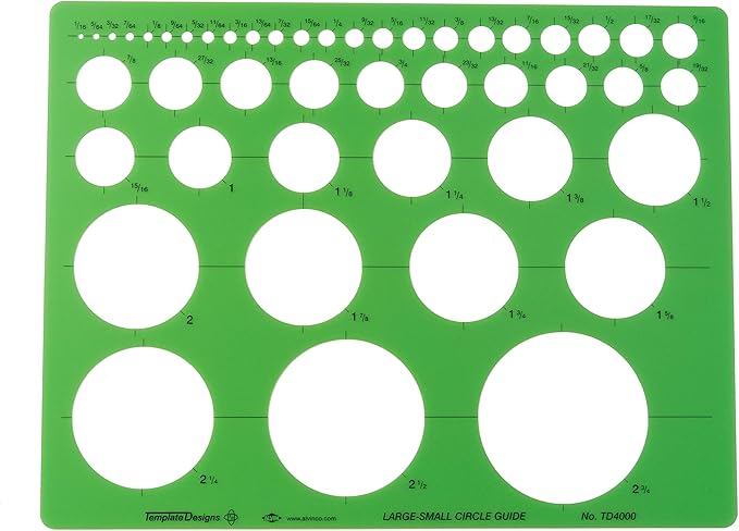 ALVIN, TD4000, Circle Guide Template, Drawing and Drafting Tool for Art, Architecture and Drafting 8.625 inches x 11.125 inches x .030 inches