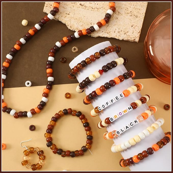 UPINS 1200Pcs Brown Pony Beads for Bracelets Jewelry Making DIY Crafts Brown - Image 3