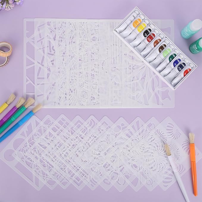 20 Pcs Abstract Texture Stencils Mixed Size Geometric Stencils - Image 5