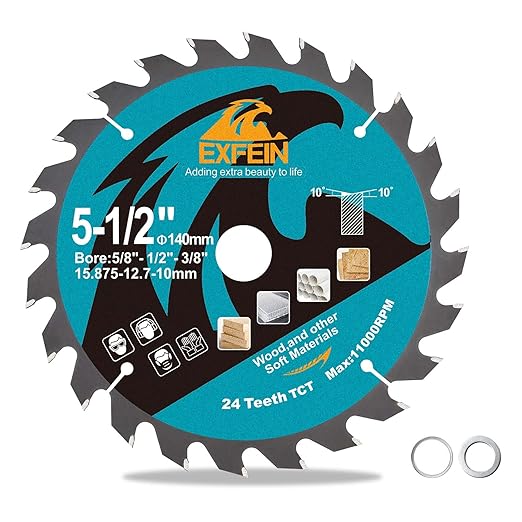 5-1/2 Inch Miter/Table Saw Blades, 24 Teeth ATB TCT Fine Finish Wood Cutting Circular Saw Blade with 5/8 Inch Arbor
