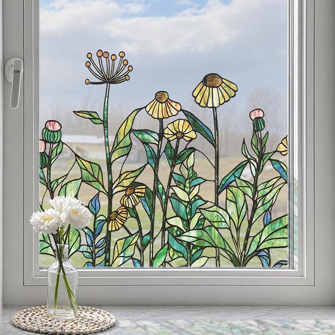 Original Hand Drawn Window Cling Film Stained Glass Border, Double Sided by ChicSkin