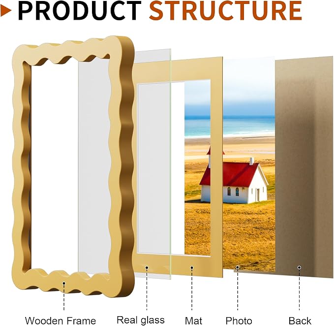 5x7 Wavy Picture Frame With Mat - Image 4