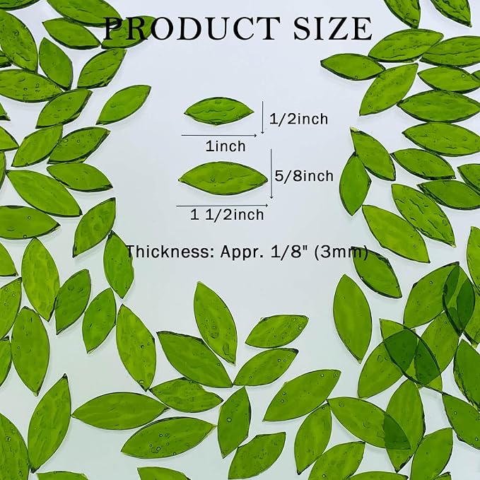 LITMIND 120 Pieces Olive Green Textured Transparent Mosaic Glass Petals & - Image 4