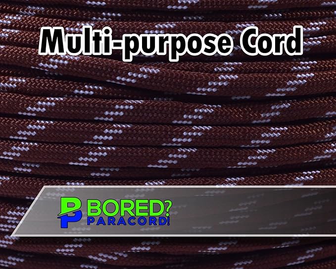 BORED? PARACORD! 550 lb Paracord - Ideal for Crafting, Camping, DIY Projects, Active & Military Outdoors - Strong Survival Rope - Tactical Parachute Cord Type III - Pig Skin 250 Feet