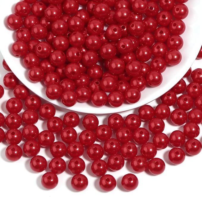 200pcs Red 10mm Pearl Beads by chuyau