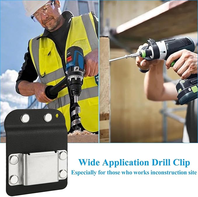 Starvast 2pcs Tape Measure Holder for Belt, Tape Measure Belt Clip, Drill Holder for Tool Belt, Fits Up to 2" Tool Belt, Suitable for Measuring Tape Drill, Any Tape Holster with A Clip, Black