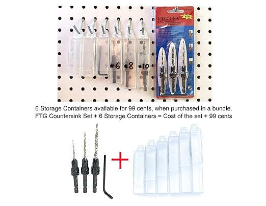 FTG USA Adjustable Wood Countersink Drill Bit Set #6#8#10 Set with Tapered Drill Bits for Woodworking