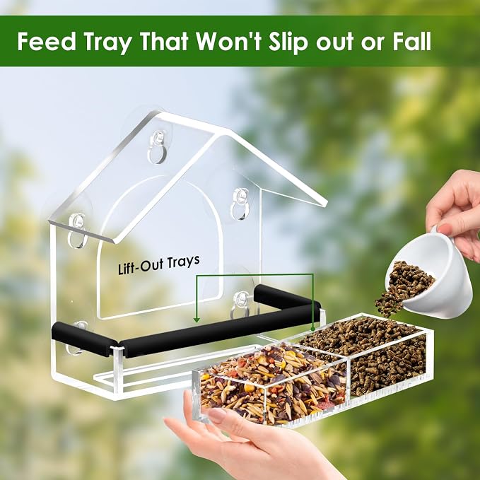 Clear Window Bird Feeder with 5 Extra Strong Suction Cups, DY-SKTY Sturdy and - Image 4