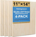 Falling in Art 4 Pack 11x14’’ Unfinished Birch Wood Panels Kit by FallinginArt