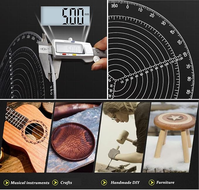 8" Round Center Finder Compass Transparent Acrylic, Easily Identify Center or Draw Circles, Lathe Work and Woodturners, for Woodworking Lovers