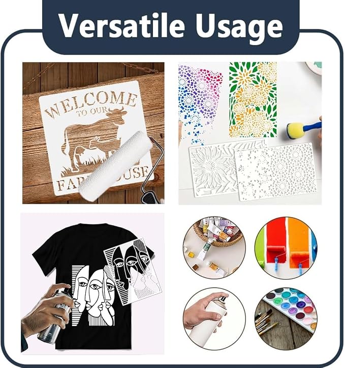 6 Pieces Abstract Face Pattern Stencils, 11.7x8.3 inch A4 Size Reusable Picasso - Image 7