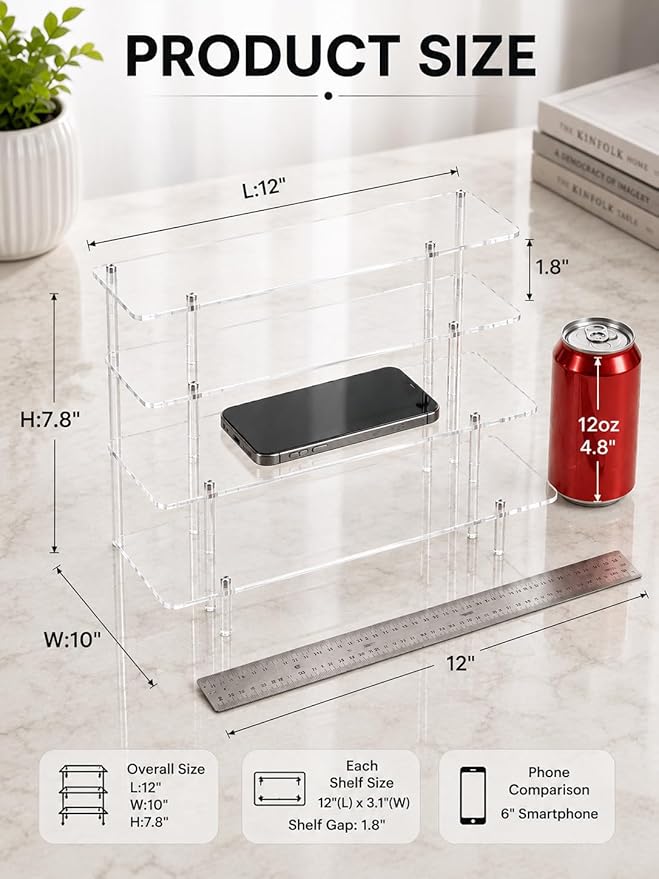 Acrylic Display Riser Stand Shelf Clear 4 Tier Cupcake Stand Perfume Display - Image 2