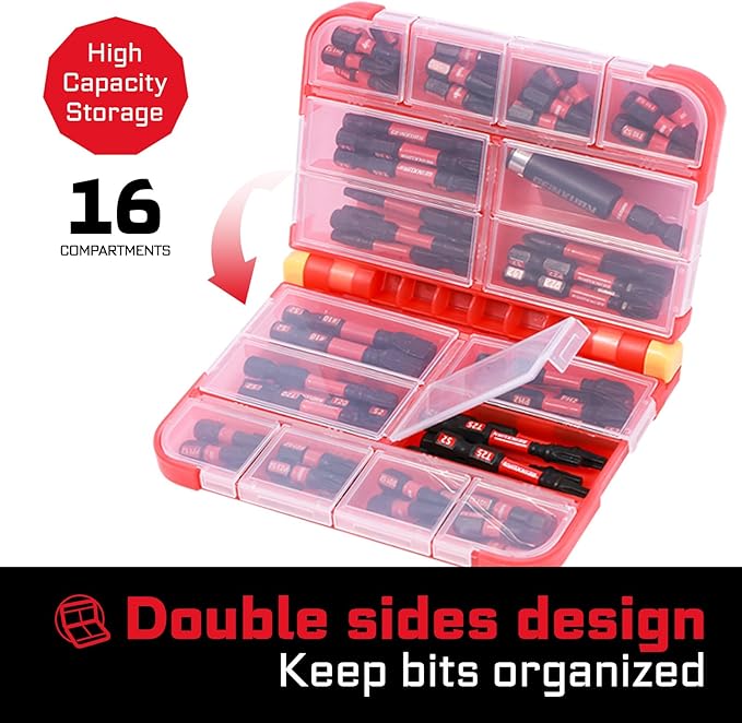 76 pieces Impact Screwdriver Bits Set, Magnetic S2 Steel Multi Insert Power Bits Tips with Impact Bit Holder with Storage Box（PH/TORX/SQ/PZ/SL）