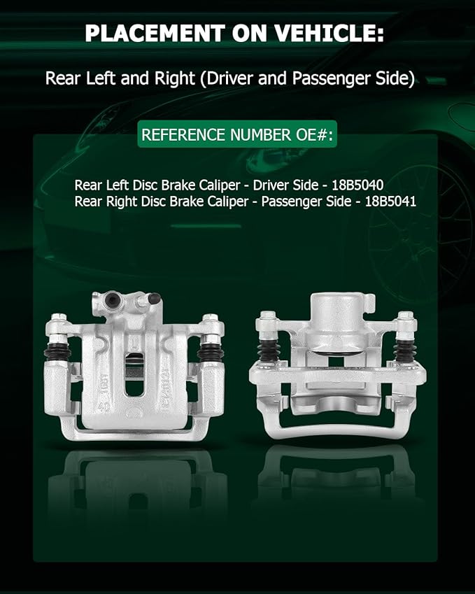 SCITOO Rear Brake Caliper With Bracket 18B5040, 18B5041 Compatible For Chevy Captiva Sport 12-15, For Chevy Equinox 07-17, For GMC Terrain 10-17, For Pontiac Torrent 07-09, For Saturn Vue 08-10