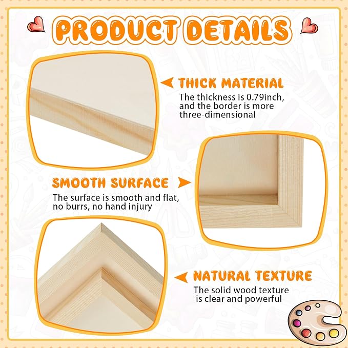 Barydat 24 Pcs Wood Panels for Painting 10'' x 8'' Unfinished Wood Canvas Board - Image 3