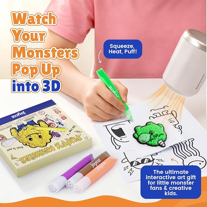 JoyCat Puffy Velvet Markers for Kids, 10-Color Heat-Activated Puffy Paint - Image 2