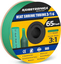 haisstronica 3:1 Heat Shrink Tubing, Shrink Ratio Adhesive Lined Marine Grade Heat Shrink Tube for Home, Automotive and Industrial (Green) 65FT 3/16inch