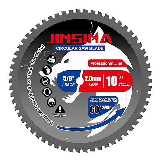10" Miter Table Saw Blade, TCT Metal Cutting Saw Blades with 60T & 5/8" Arbor, Professional for Iron Steel Aluminum Stainless Steel Ferrous Metals