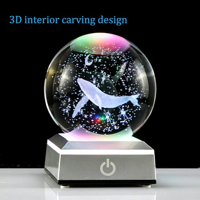 3D Engraved Whale K9 Crystal Ball - Image 3