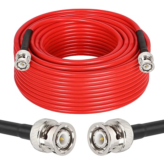 75FT RG58 50 ohm BNC Male to Male Coax Cable - Low Loss Extension Coaxial Cable with BNC Adapter Connector for Antennas, RF Radios, Modems, Oscilloscopes, Spectrum, etc (Red)