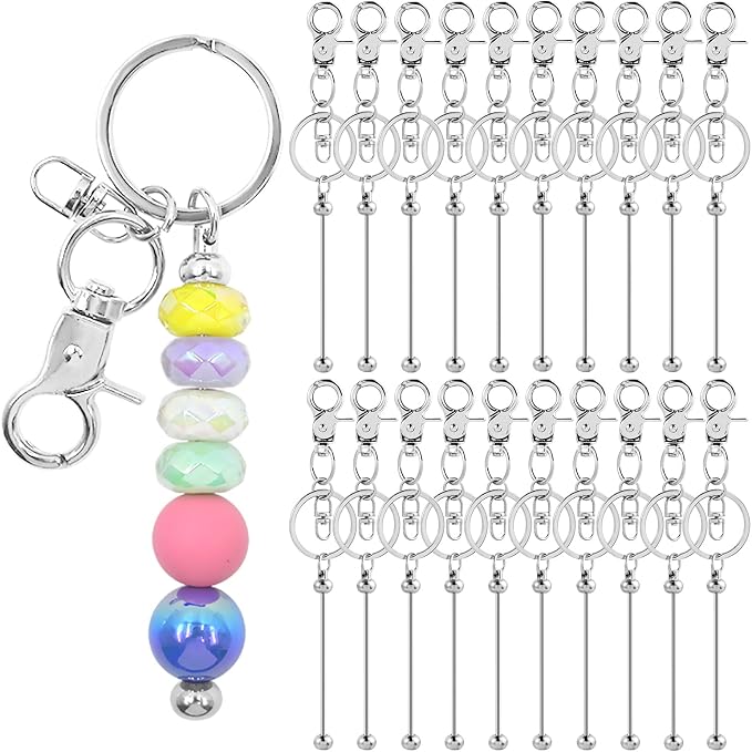 60 Pcs Beadable Keychains Bulk Kit – DIY Keychain Making Supplies by DNLEGULI