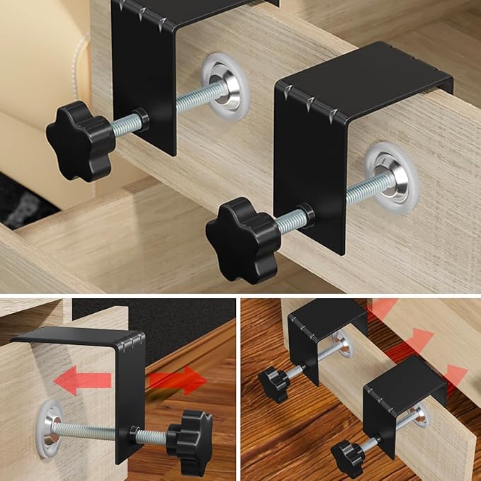 Drawer Front Installation Clamps, Cold-Rolled C Clamps for Woodworking, Door Installation Tools and Cabinet Tools with Protective Pads(2Pcs)