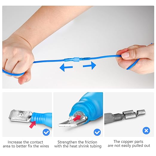 Kuject 1000PCS Heat Shrink Wire Connectors Kit, Electrical Waterproof Crimp Butt Terminals, Insulated Spade Connectors for Automotive Marine Boat Truck, Include Rings Forks Spade Butt Splices
