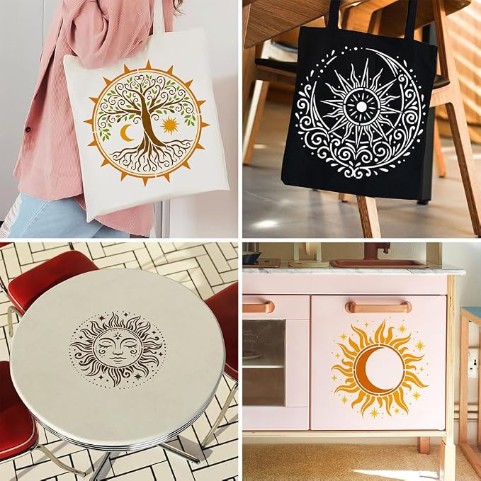 12pcs Mandala Sun and Moon Stencils - Image 5