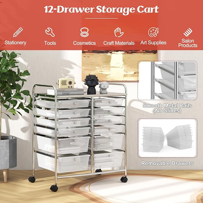 BECOMFORT 12-Drawer Rolling Cart - Image 4