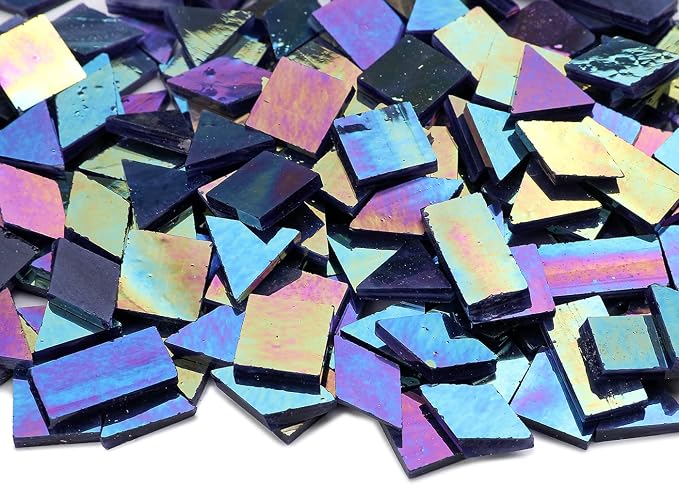 Lanyani Iridescent Mosaic Tiles 200 Pieces Bulk Stained Glass Tile - Image 2