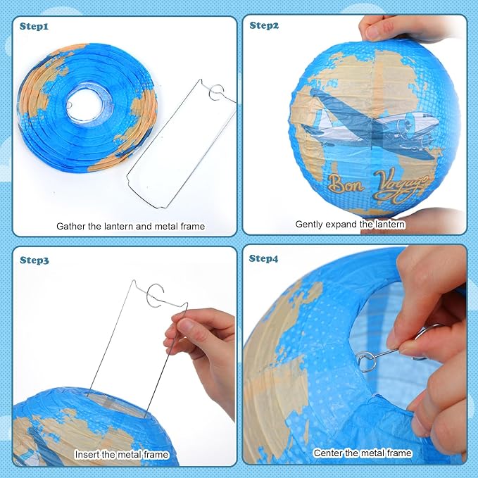 Panelee 12 Pcs Travel Around The World Paper Lanterns Party Decorations 8 Inch - Image 3