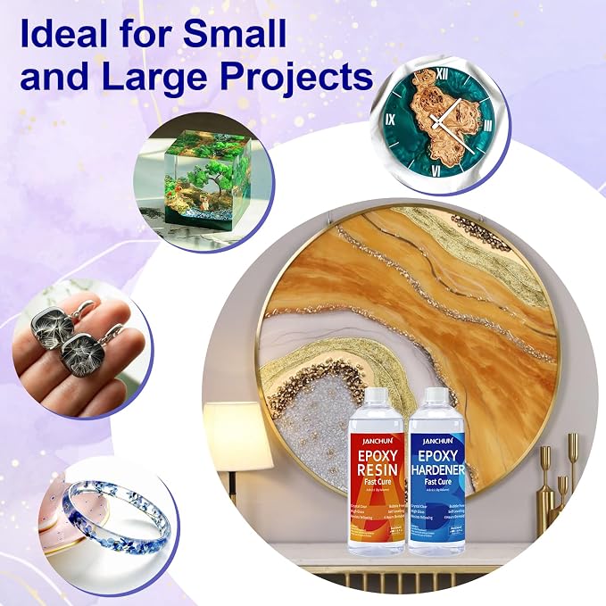 JANCHUN Crystal Clear Epoxy Resin Kit 16oz, Bubble-Free, Anti-Yellowing - Image 5