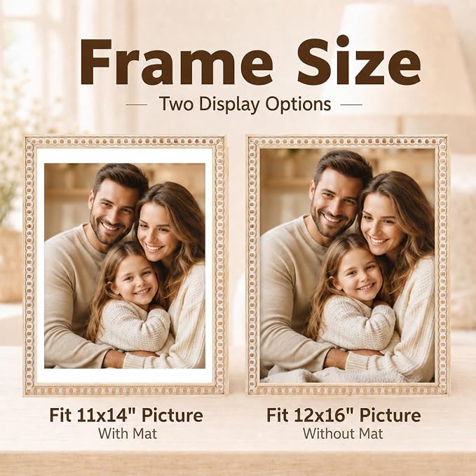 Solid Wood 12x16 Picture Frame Beaded Frame - Image 3