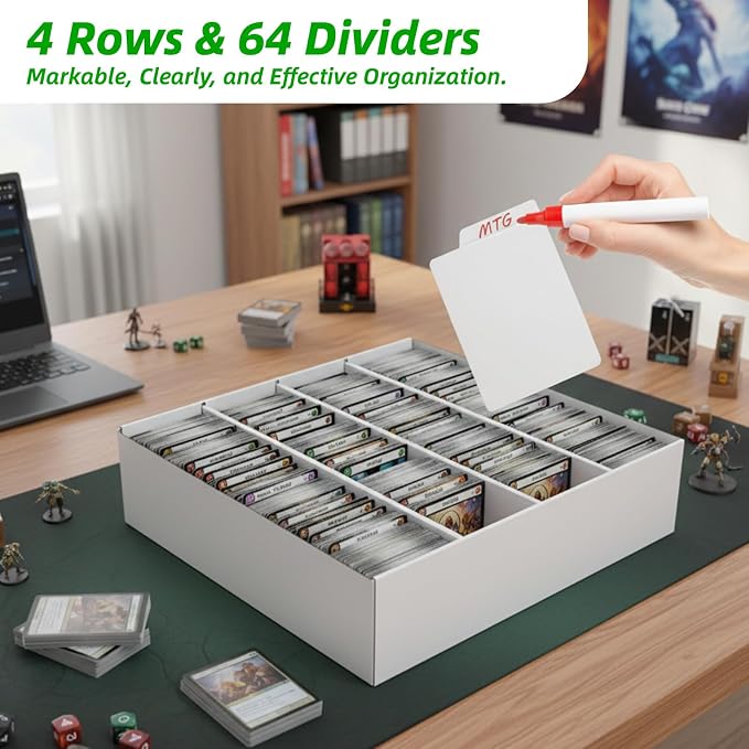 Calenzana 3200-Count Trading Cardboard Card Storage Boxes 4 Pack, 4 Row White - Image 3