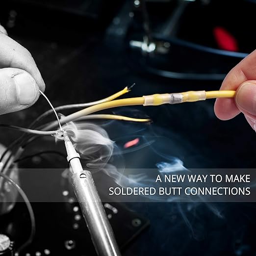 Wirefy 100 Pieces Electrical Heat Shrink Solder Lugs - Waterproof Electrical Terminals - Waterproof End to End Connection - Yellow 4-6mm²
