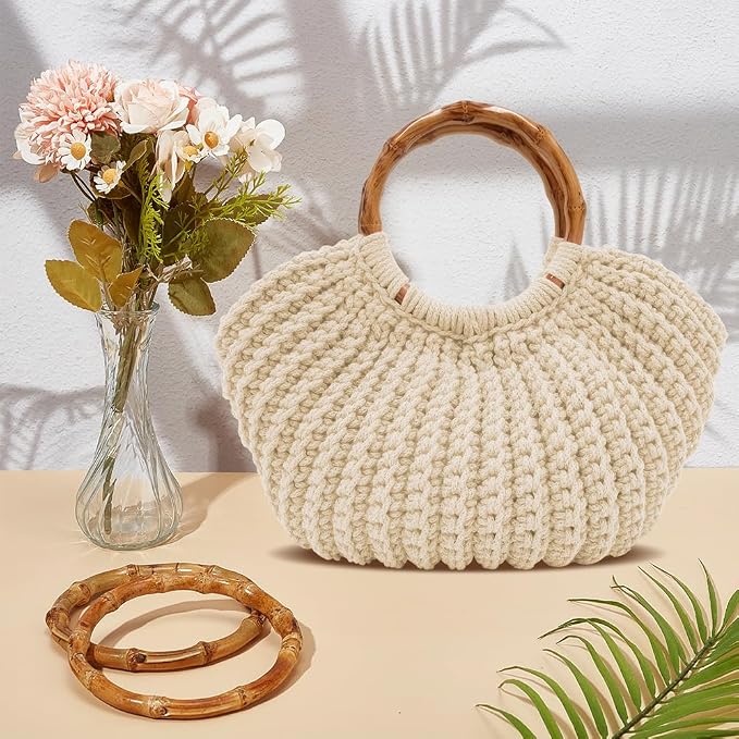 ACRNIGHEET Crochet Bag Kit for Adults Oat Colored Handbag Crochet Kit for - Image 5