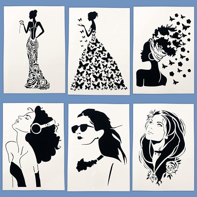 TIAMECH 6 Pcs A4 Reusable Girls Stencils - Image 2