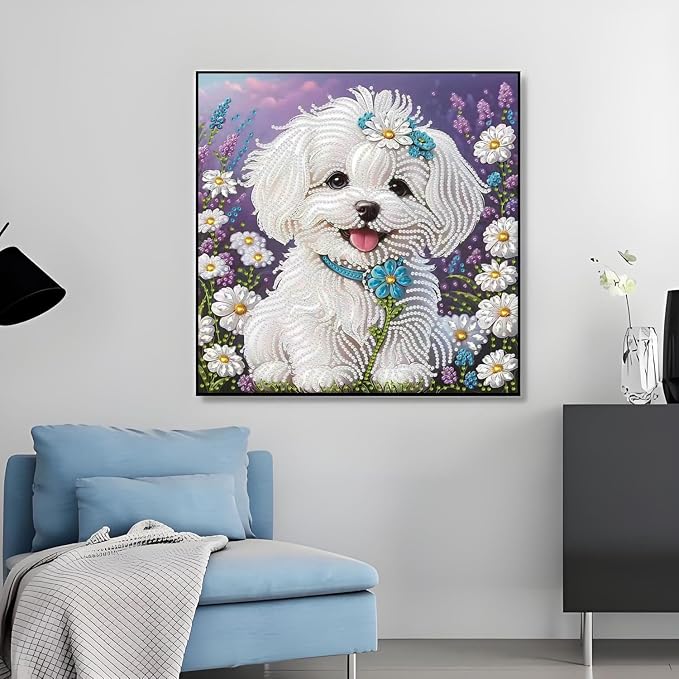 Diamond Painting Kits For Adults, Dog Special Shape Diamond Art Kit, 12X12in | - Image 3