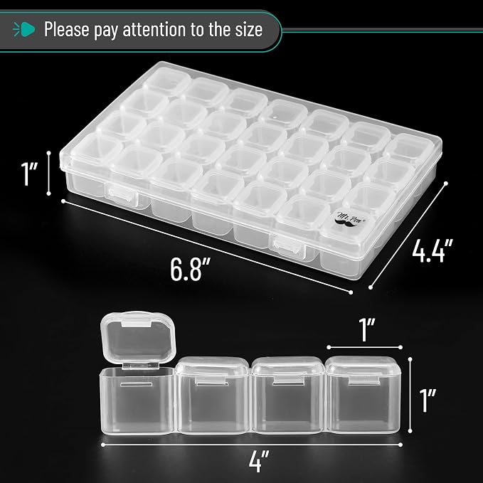 Mr. Pen- Bead Storage Containers, 28 Grids, 2 Pack, Transparent, Small Bead - Image 3