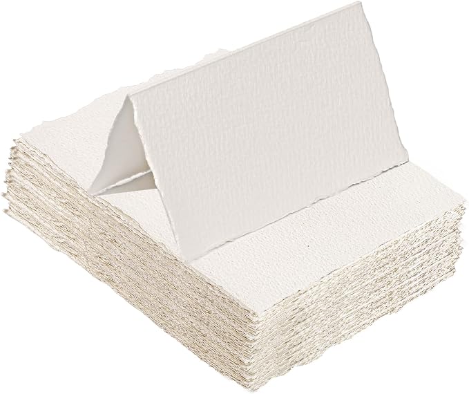 25 Sheets Watercolor Paper 3.5 x 2, 300 GSM Deckled Edge Paper Rough/Textured by Prudiut