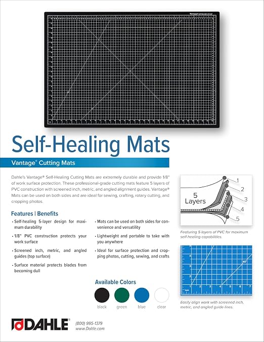 Dahle Vantage 10472 Premium Self-Healing Cutting Mat, 1/2" Grid, 5 Layers - Image 5